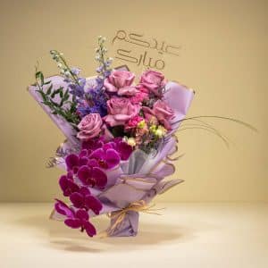 Regal Eid Twilight -  Roses Phalaenopsis Limonium Delphinium