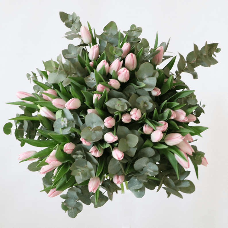 pink tulip bouquet pink tulip bouquet with eucalyptus