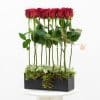 12 red roses in a black box