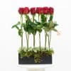 12 red roses in a black box