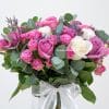 bouquet of purple spray roses and white roses