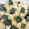 white roses and eucalyptus