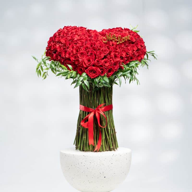 Red Roses and Italian Ruscus