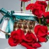 Red Roses, Gerbera, Willow & Chocolate - 42 cm Tall