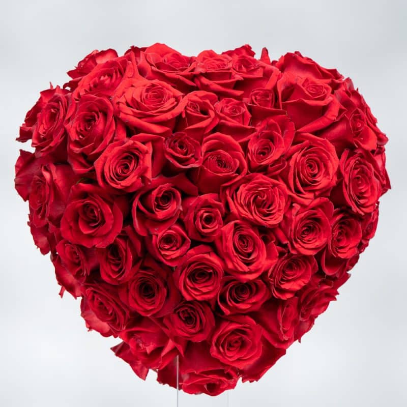Romantic Red Roses Heart on Acrylic Glass Stand (45 cm)