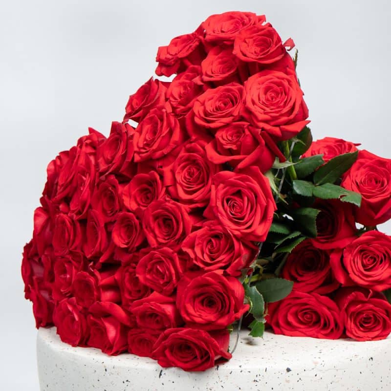 Red Roses Heart Bouquet (H 50 cm)
