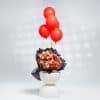 Love & Light: Orange & Red Roses with Limonium & Floating Balloon
