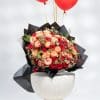 Love & Light: Orange & Red Roses with Limonium & Floating Balloon