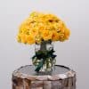 Yellow Spary Rose in Glass Vase (23cm)