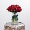 Red Spray Roses in Glass Vase (23 cm)