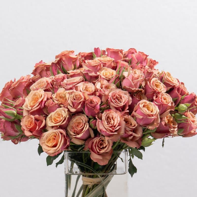 Delicate Pink Spray Roses Display in Glass Vase (26 CM)