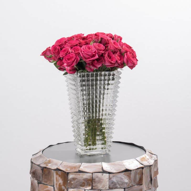 Fuchsia Spray Roses in Glass Vase