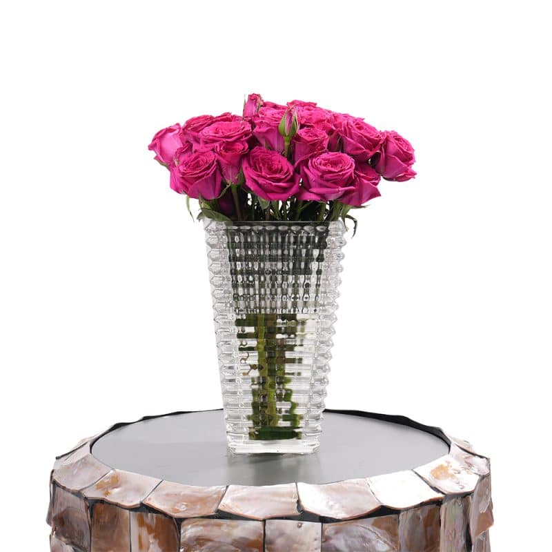 Fuchsia Spray Roses in Glass Vase - 22 cm (Height )