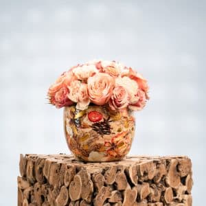 Elegant Peach Roses, Peach Carnation, and Peach Spray Roses in a  Metal Pot - 20CM