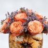 White Roses & Limonium in Pattern Designer Pot – 40cm