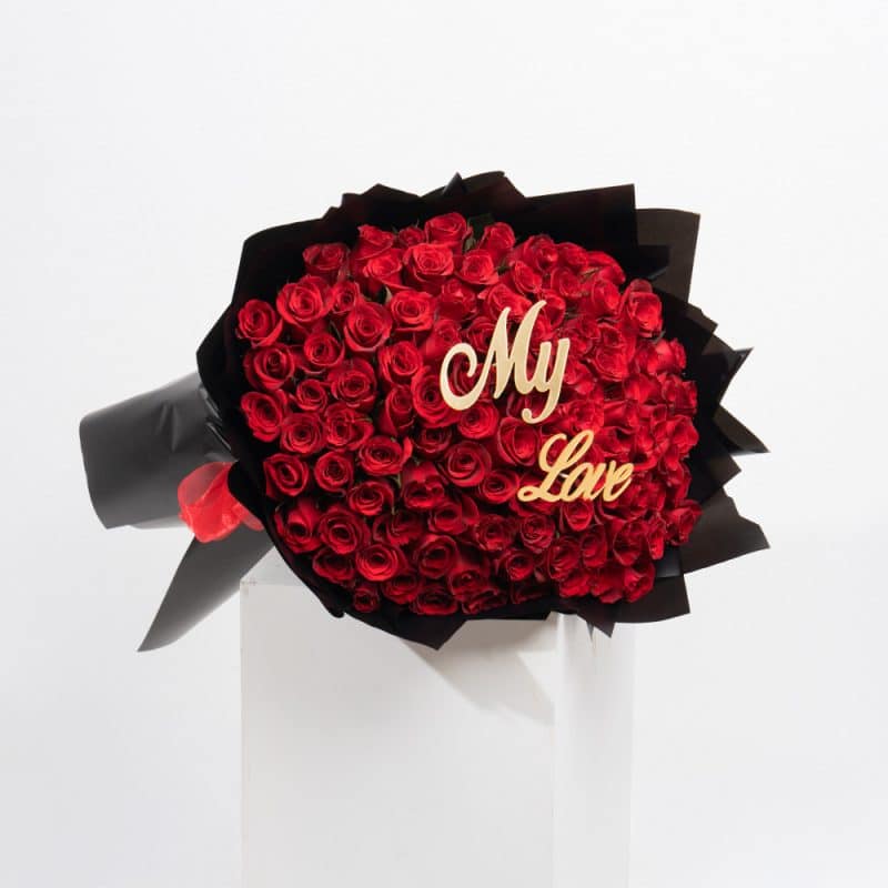Red Roses with My Love Tag