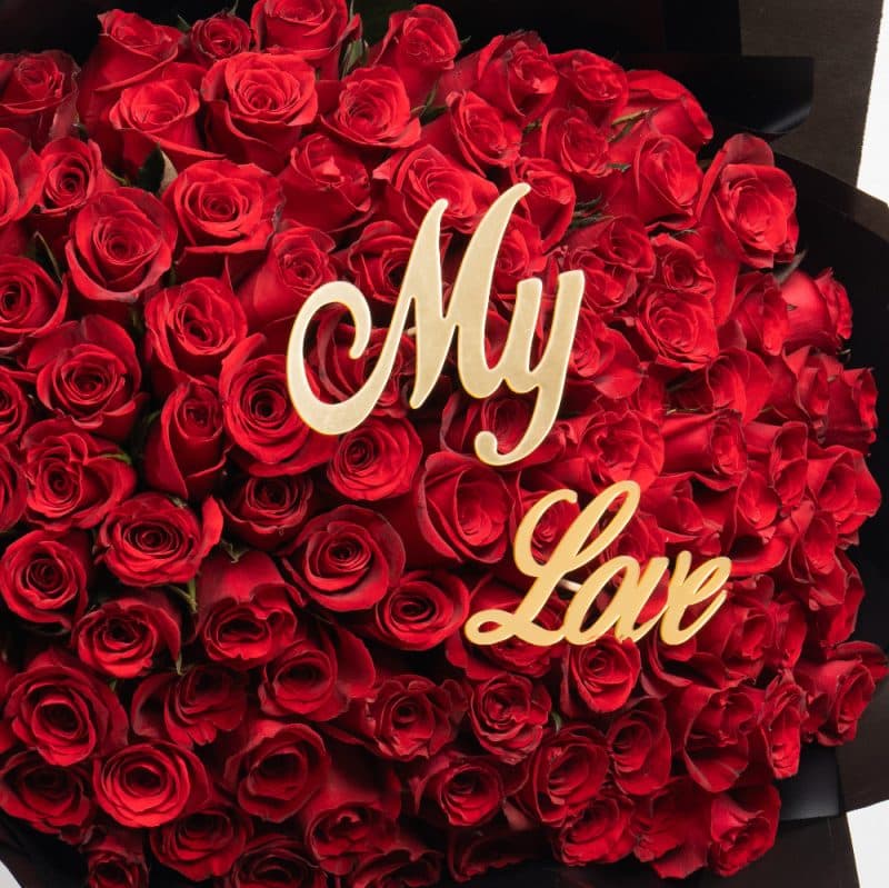 Wrapped in Love: Red Roses with My Love Tag