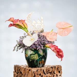 Moonlit Elegance with Pink Calla Lilies and Cymbidium