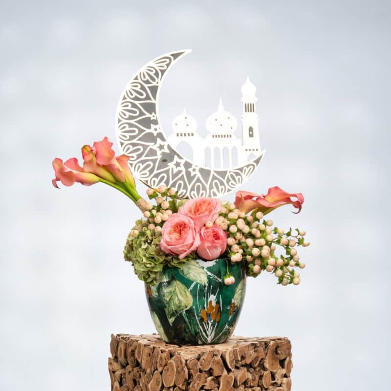 Crescent Garden of Pink Calla Lilies and Roses