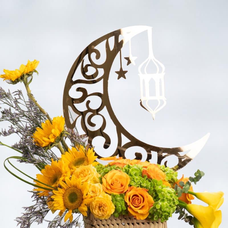 Calla Lilies, Sunflowers, and Hydrangea in Reed Basket
