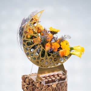 Radiant Moon with Sunflowers and Yellow Calla Lilies With Chocolate