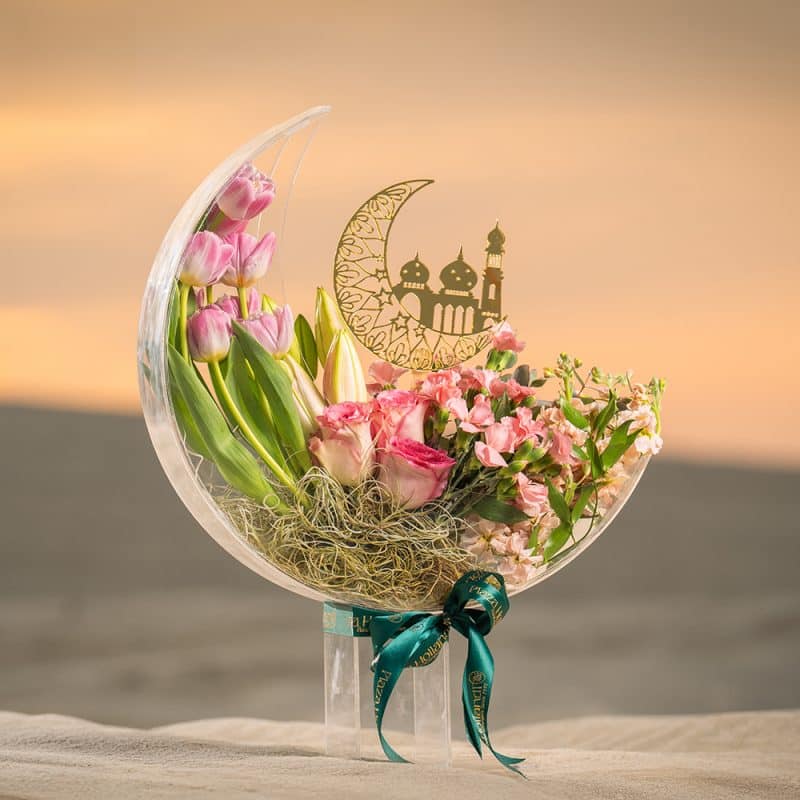 Elegant Floral Arrangement in Acrylic Moon Pot (55CM)