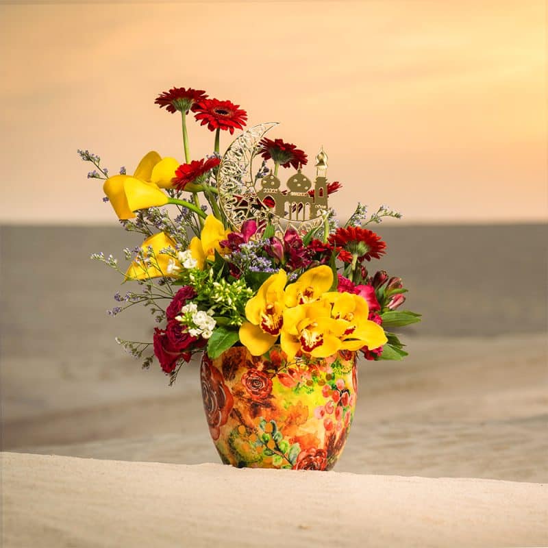 Vibrant Floral Arrangement in Metal Pot (60CM)