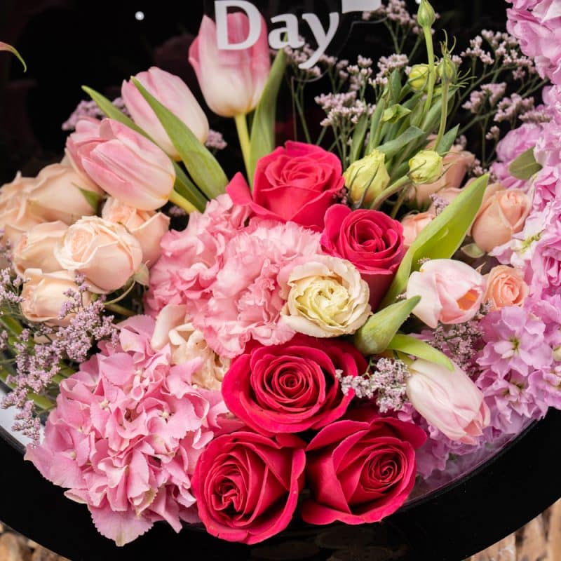 Vivid Blossom Garden: Calla Lily, Hydrangea, and Fuchsia Roses