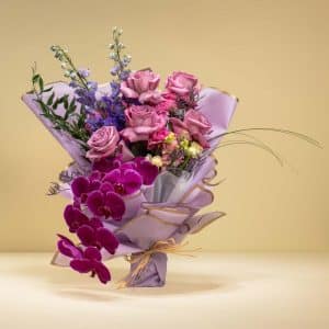 Royal Purple Mist -  Roses Phalaenopsis Limonium Delphinium