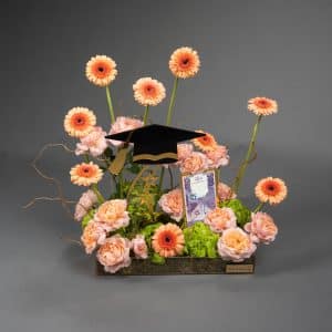 Graduation Flowers with Gerbera, Spray Roses & Green Hydrangea