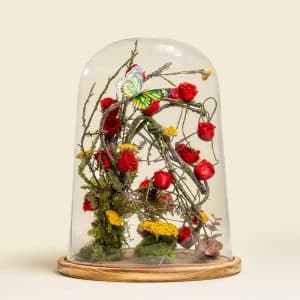 Preserved Roses in Wooden Base