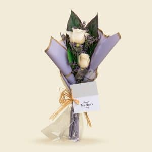 White Roses with Limonium & Teacher’s Day Greeting Card