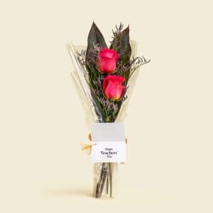 Dark Pink Roses with Limonium & Teacher’s Day Greeting Card