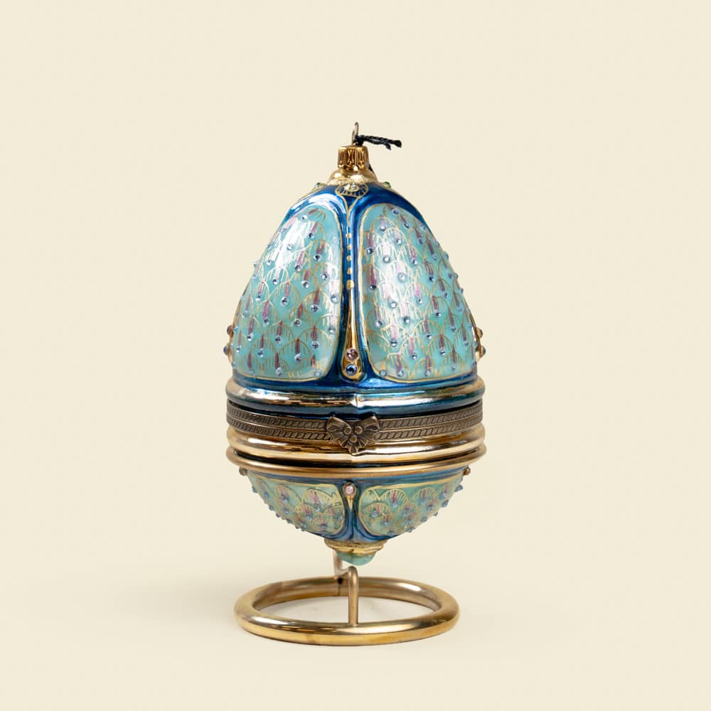 3.4 Crystal Peacock Hinged Fabergé-Style Egg – Handcrafted Luxury Ornament