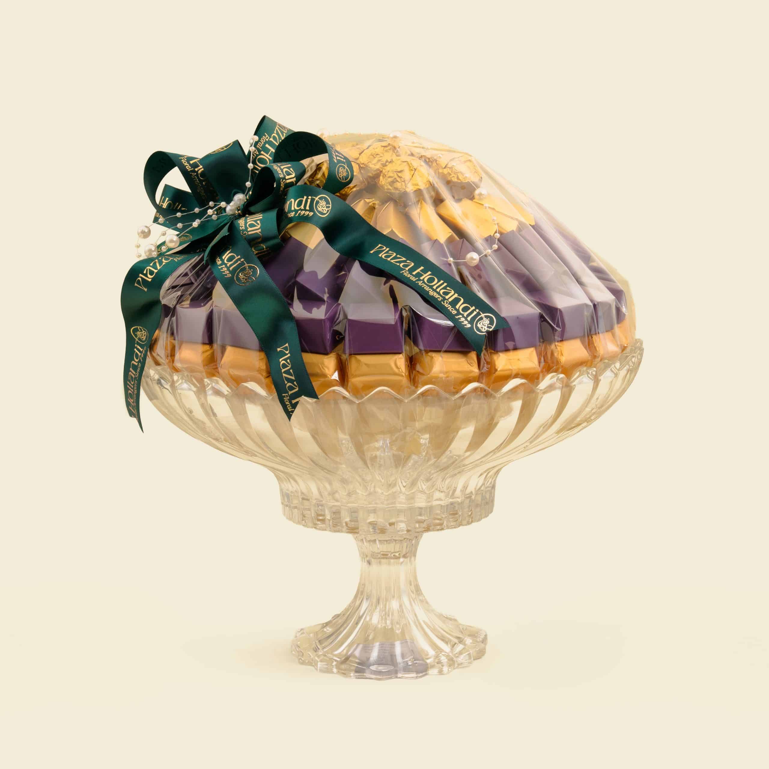 9 Assorted Chocolates Centerpiece in Glass Pedestal Bowl